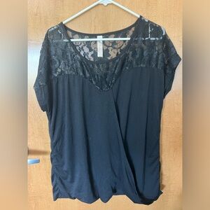 Lace top cap sleeve shirt